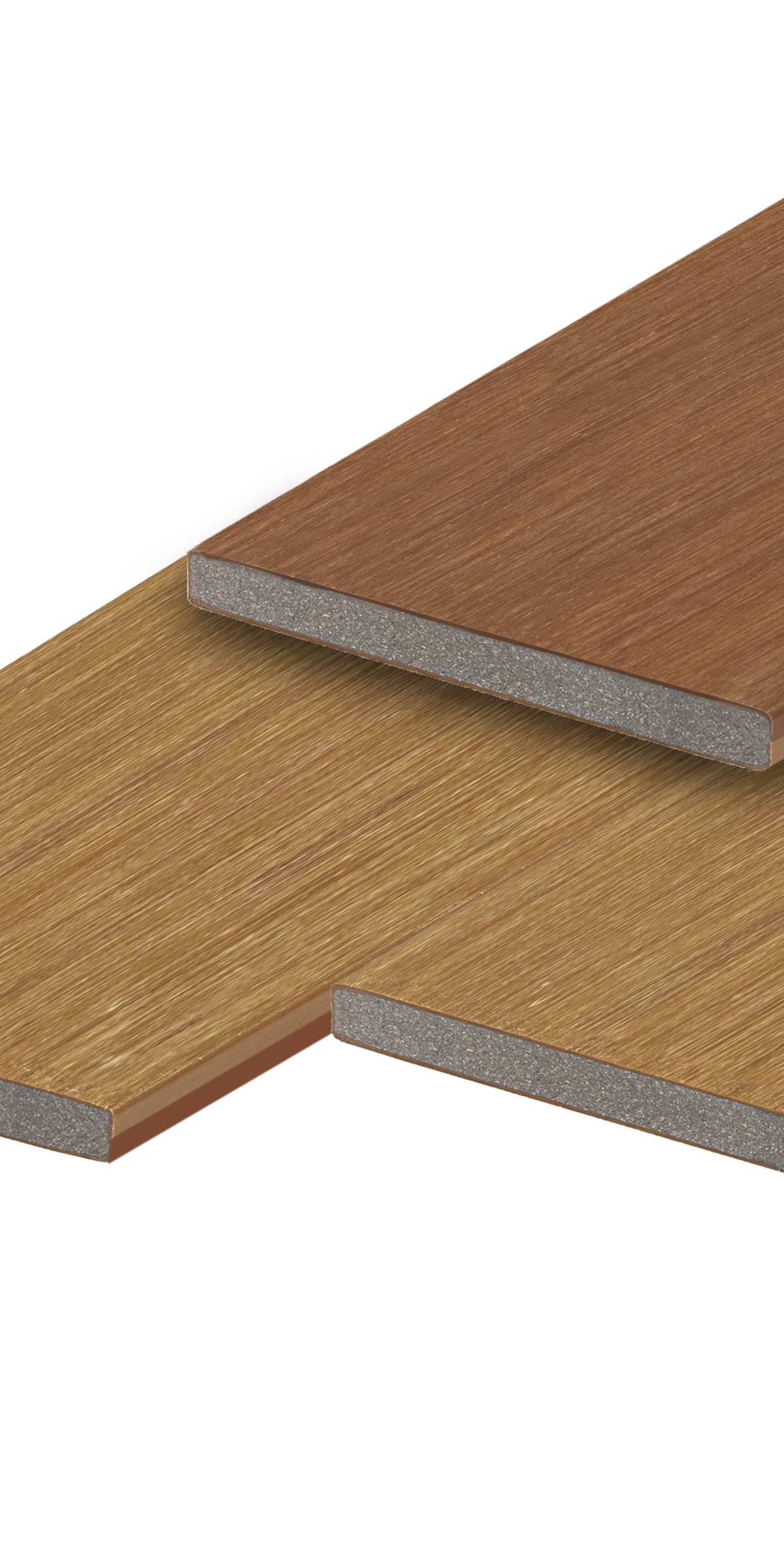 PuraTerra composiet eindplank 1,2 x 15,0 x 300 cm, teak, tweekleurig