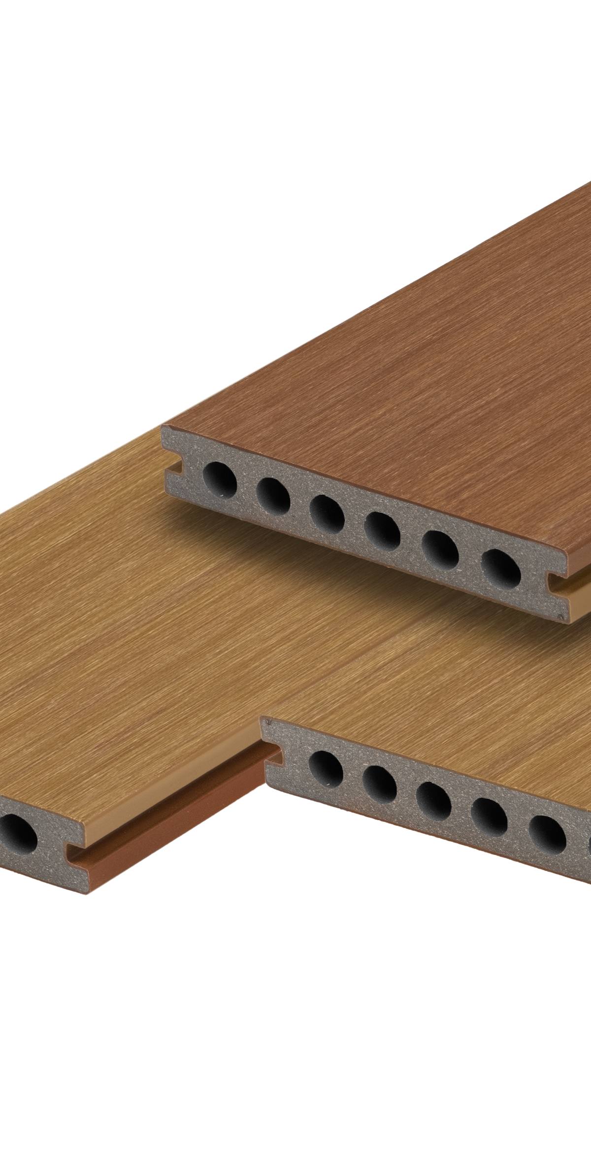 PuraTerra composiet vlonderplank 2,3 x 13,8 x 300 cm, teak, tweekleurig