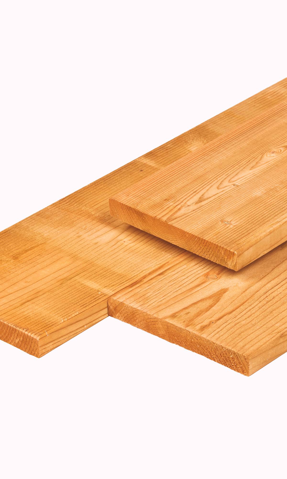 Red Class Wood douglas plank 1,6 x 14,0 x 400 cm, gedroogd, geïmpregneerd, geschaafd, 4 ronde hoeken
