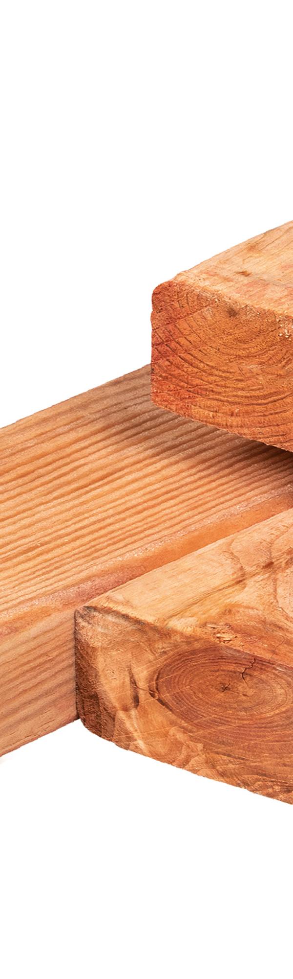Red Class Wood ME vuren ligger 6,5 x 17,5 x 300 cm, gedroogd, geïmpregneerd, geschaafd, 4 ronde hoeken