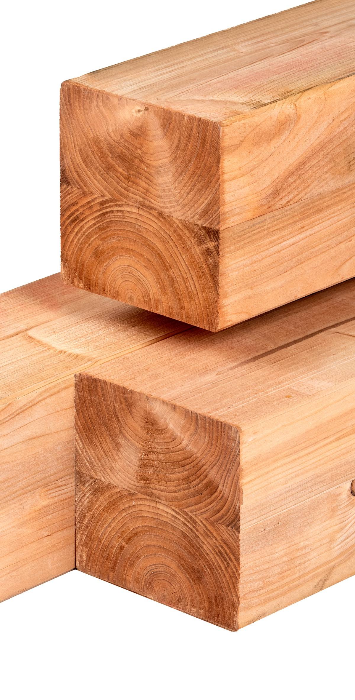 Red Class Wood ME vuren paal 14,0 x 14,0 x 250 cm, gedroogd, geïmpregneerd, geschaafd, 4 ronde hoeken, gelamineerd