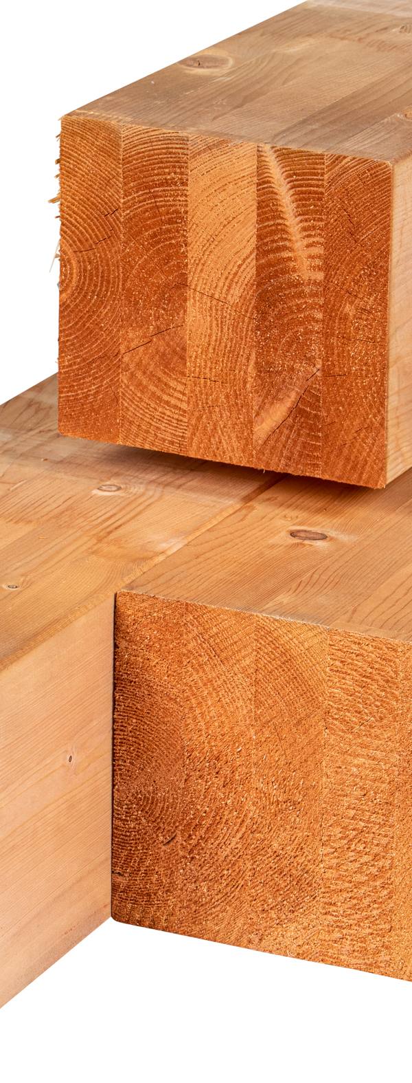 Red Class Wood ME vuren paal 20,0 x 20,0 x 300 cm, gedroogd, geïmpregneerd, geschaafd, 4 ronde hoeken, gelamineerd