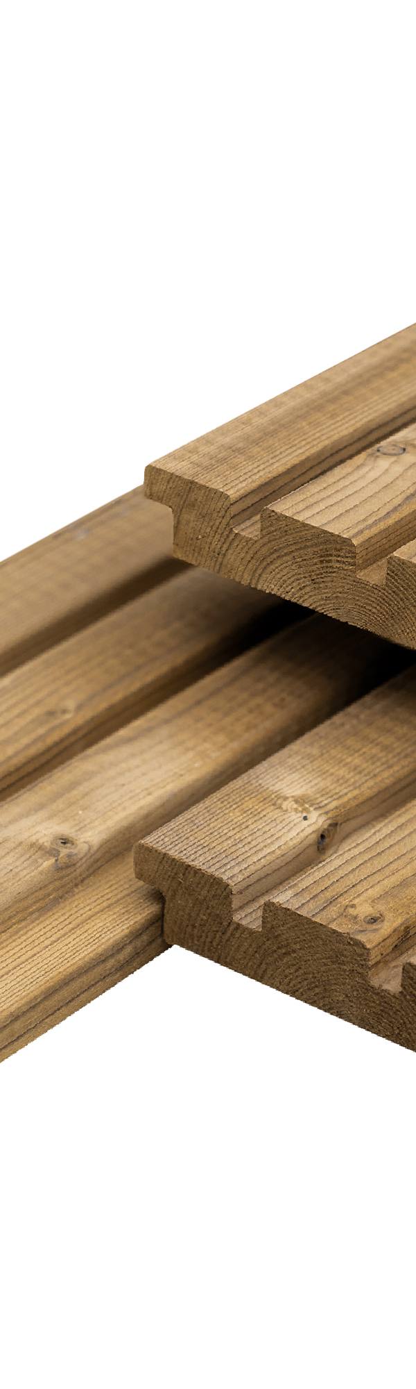 Thermoline NE vuren triple profiel 2,6 x 14,0 x 270 cm, gedroogd, thermisch gemodificeerd, geschaafd
