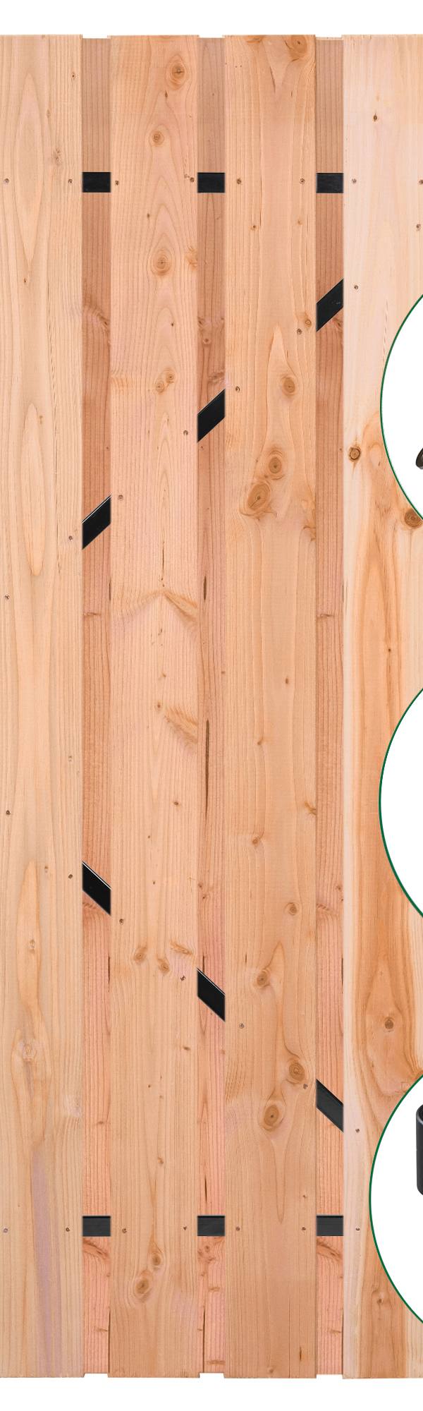 Tuindeur Privacy Douglas 90 x 195 cm met zwart frame en RVS inbouwslotset
