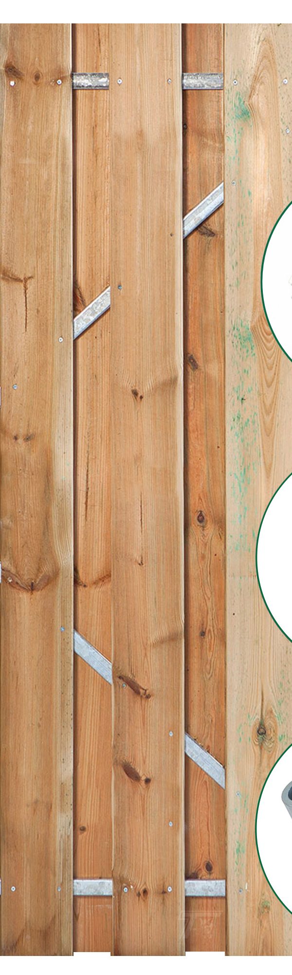 Tuindeur Solide grenen groen geïmpregneerd, 9-planks 180 x 90 cm