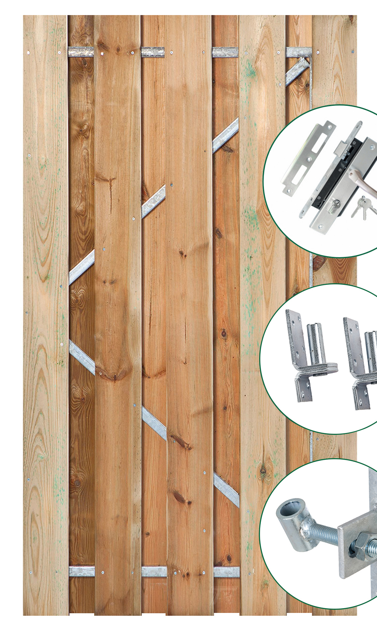 Tuindeur Solide grenen groen geïmpregneerd, 9-planks 180 x 90 cm