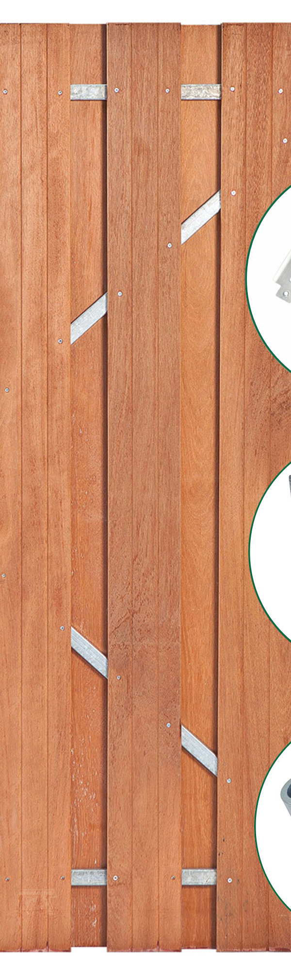 Tuindeur Solide keruing hardhout , 9-planks 180 x 100 cm