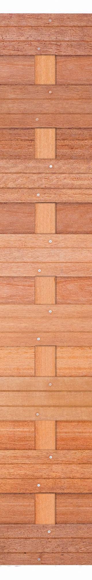 Tuinscherm Bronkhorst, keruing hardhout, RVS-geschroefd, horizontaal, 18-planks (15+3) 180 x 180 cm — 1