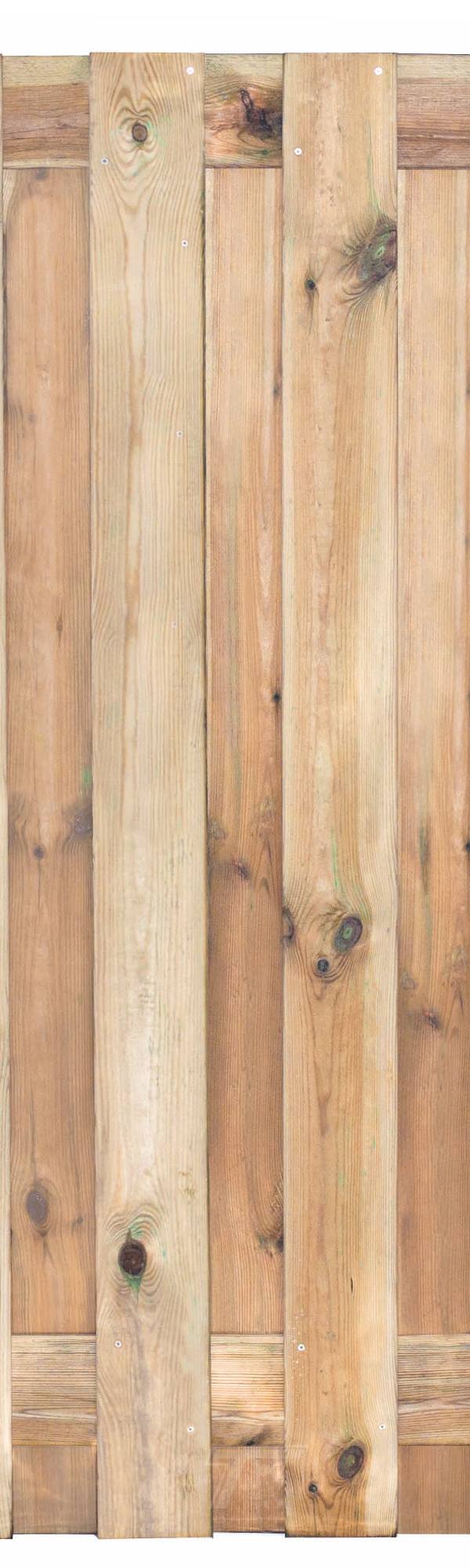 Tuinscherm Coevorden, groen geïmpregneerd grenen, RVS-geschroefd, 17-planks (15+2) 180 x 180 cm