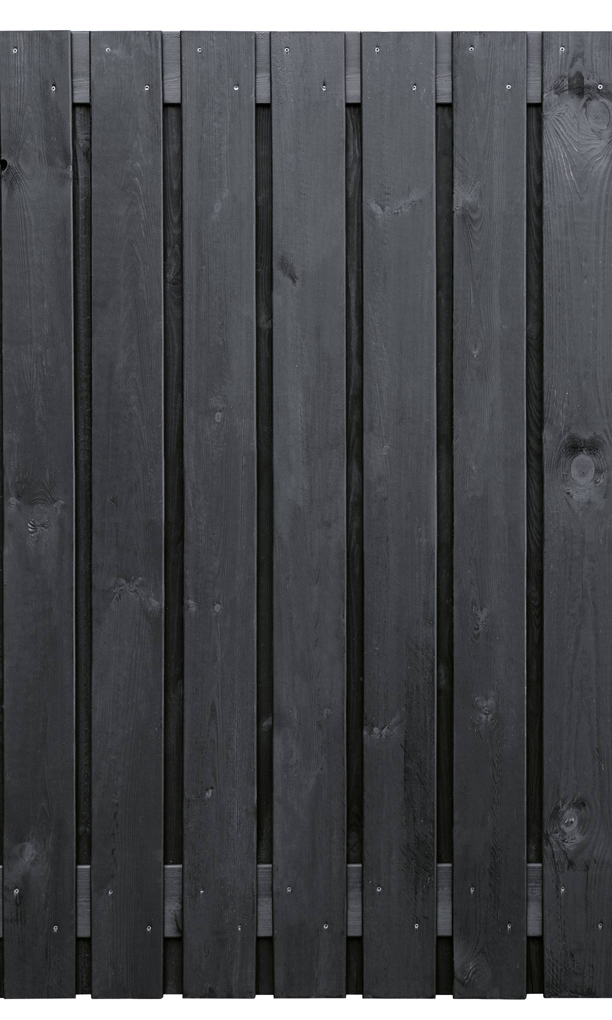 Tuinscherm Dresden, zwart gespoten vuren, RVS-geschroefd, 23-planks (21+2) 180 x 180 cm