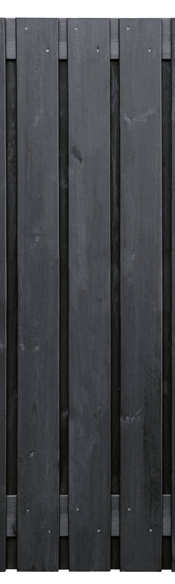 Tuinscherm Dresden, zwart gespoten vuren, RVS-geschroefd, 23-planks (21+2) 180 x 180 cm