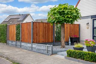 Tuinscherm Dronten, keruing hardhout, RVS-geschroefd, 21-planks (19+2) 180 x 180 cm — 4