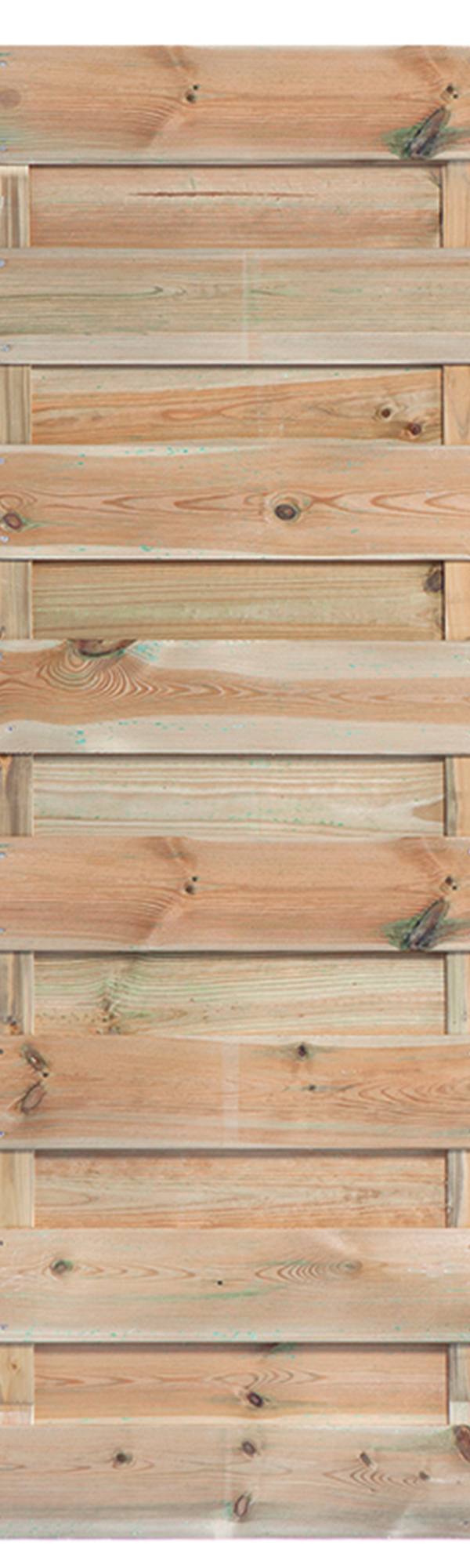 Tuinscherm Erica, groen geïmpregneerd grenen, RVS-geschroefd, horizontaal, 19-planks (15+4) 180 x 180 cm
