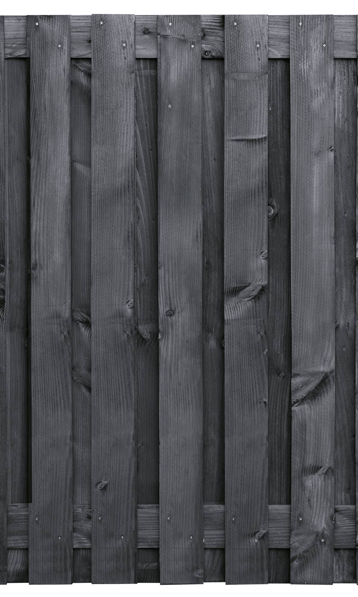 Tuinscherm Karin, zwart geïmpregneerd douglas, RVS-geschroefd, 19-planks (17+2) 180 x 180 cm