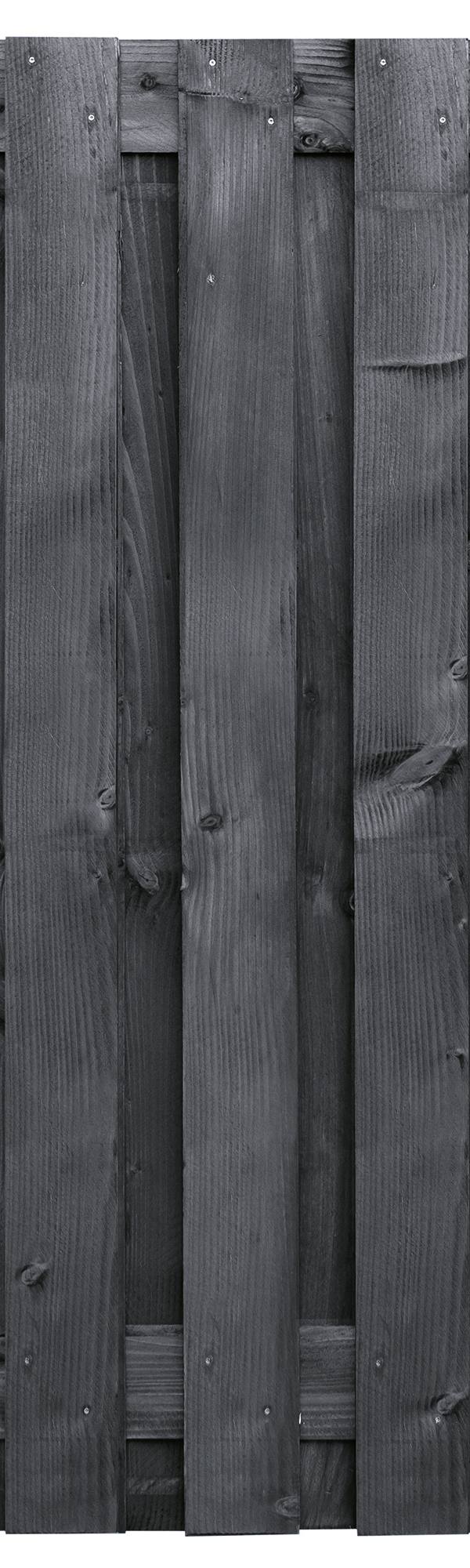 Tuinscherm Karin, zwart geïmpregneerd douglas, RVS-geschroefd, 19-planks (17+2) 180 x 180 cm