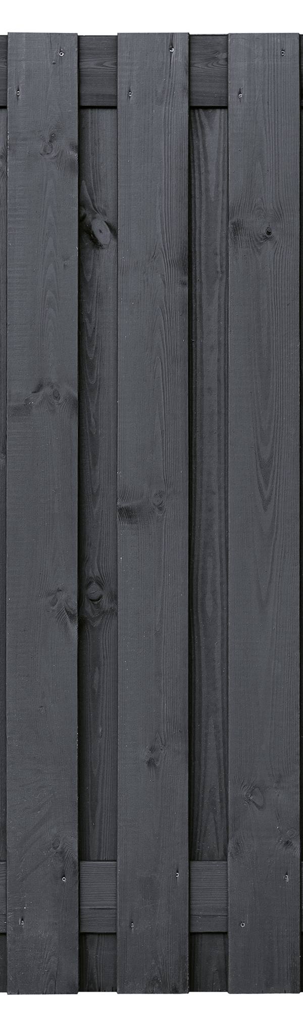 Tuinscherm Koblenz, zwart gespoten vuren, RVS-geschroefd, 19-planks (17+2) 180 x 180 cm