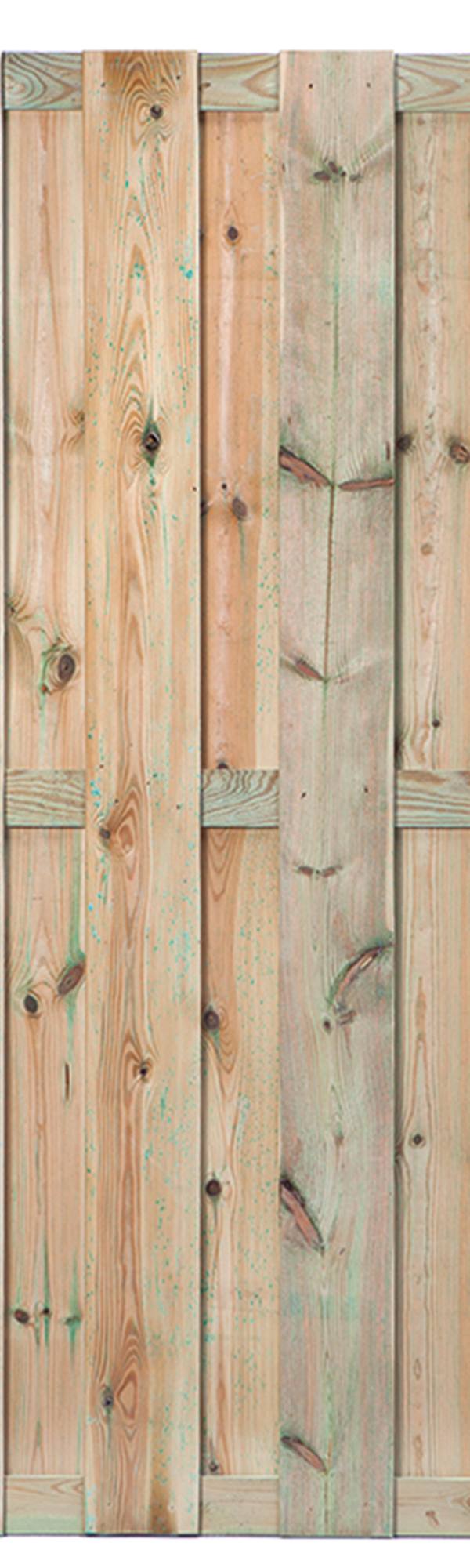 Tuinscherm Maastricht, groen geïmpregneerd grenen, geschroefd, 18-planks (15+3) 180 x 180 cm