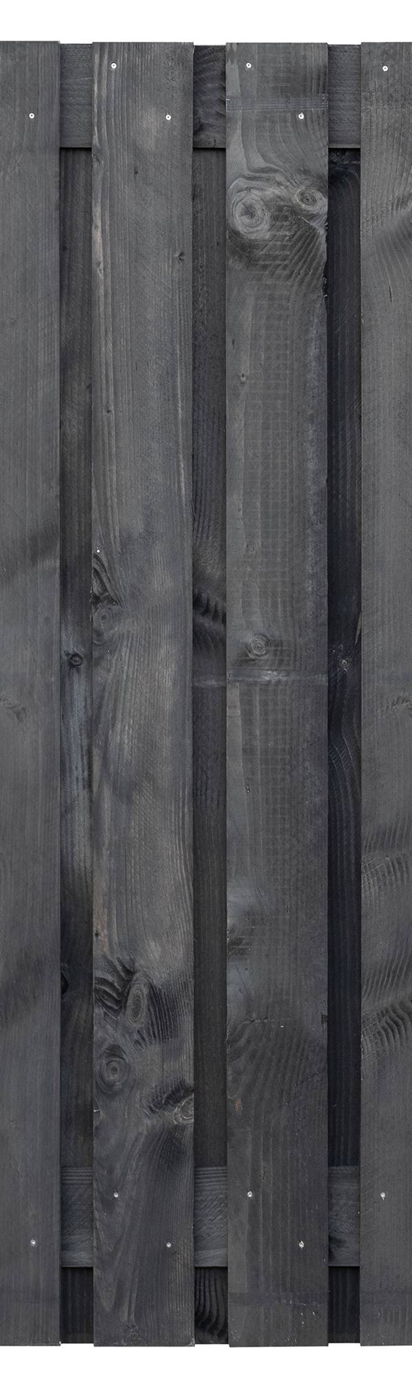 Tuinscherm Marlies, zwart geïmpregneerd douglas, RVS-geschroefd, 21-planks (19+2) 180 x 180 cm