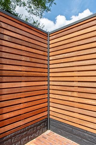Tuinscherm Prinsenbeek, bangkirai hardhout, RVS-geschroefd, 40-planks (36+4) 180 x 180 cm — 3