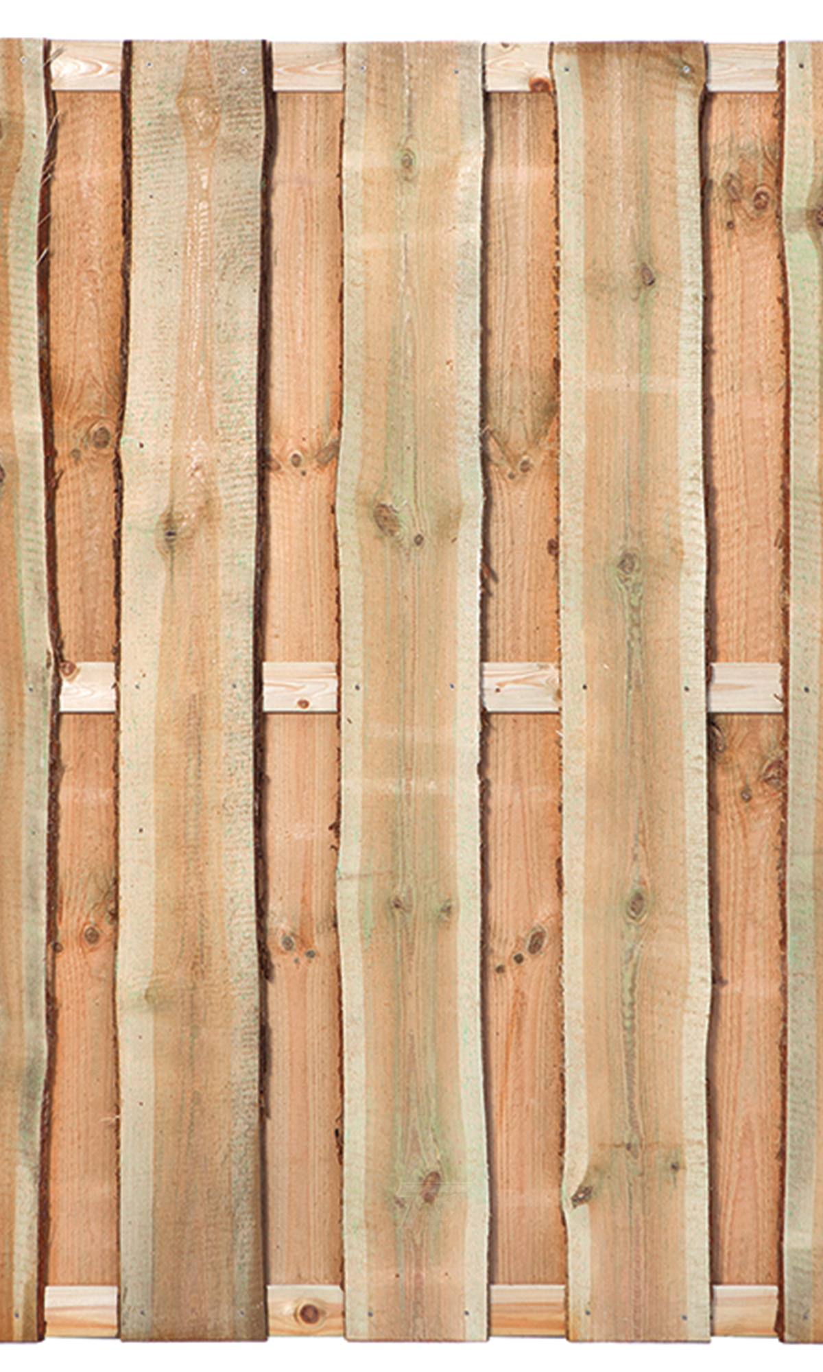 Tuinscherm Rustiek, groen geïmpregneerd grenen, RVS-geschroefd, 15-planks (12+3) 180 x 180 cm