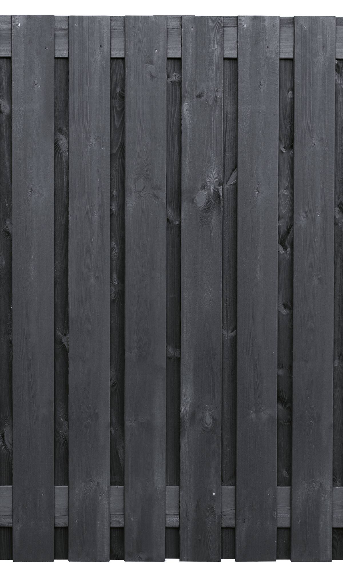 Tuinscherm Stuttgart, zwart gespoten vuren, RVS-geschroefd, 21-planks (19+2) 180 x 180 cm