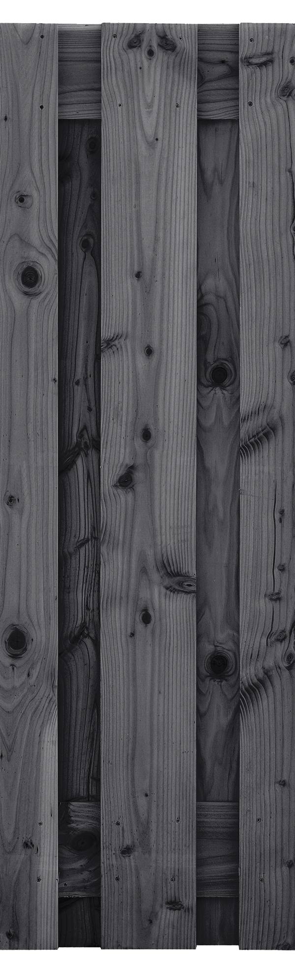 Tuinscherm Wolfsburg, zwart geïmpregneerd douglas, RVS-geschroefd, 15-planks (13+2) 180 x 180 cm