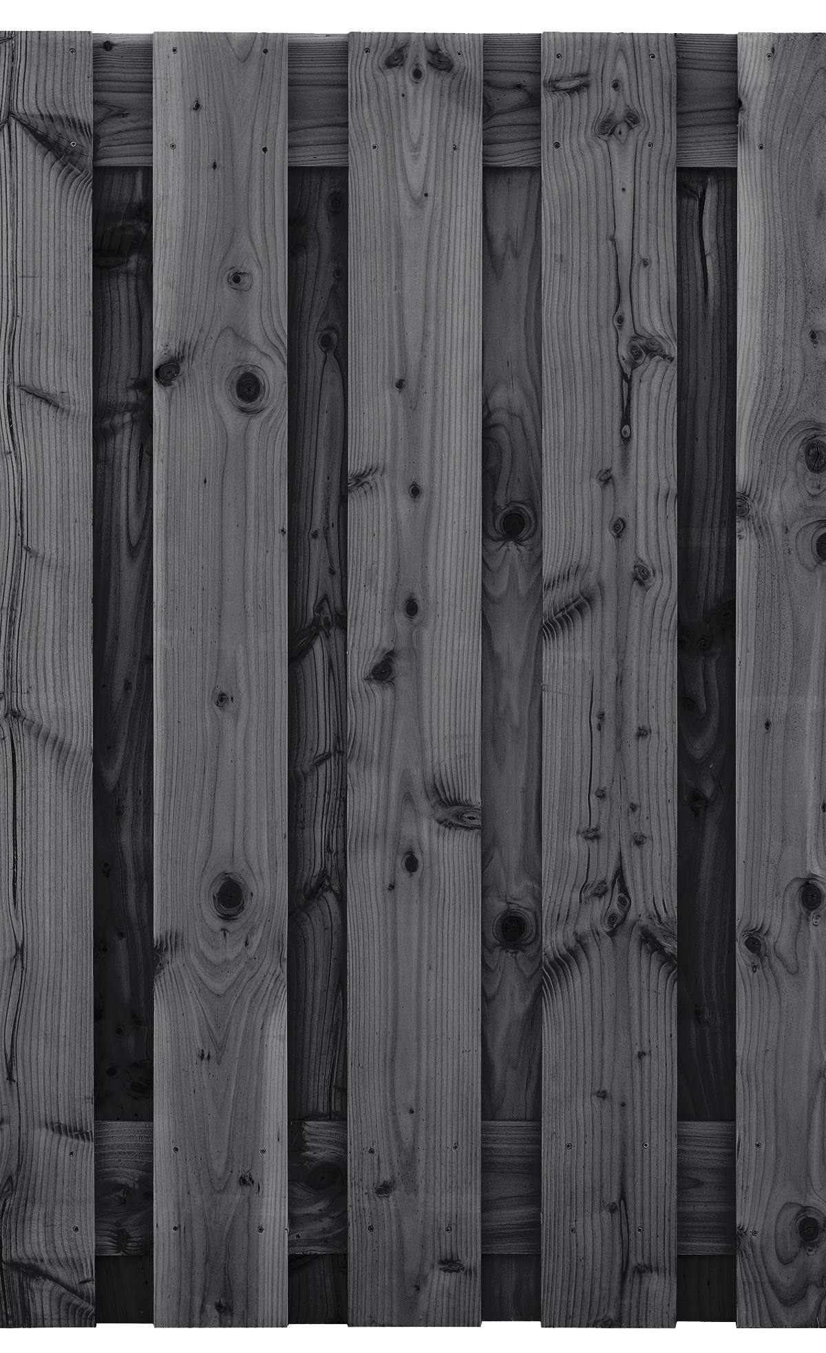Tuinscherm Wolfsburg, zwart geïmpregneerd douglas, RVS-geschroefd, 15-planks (13+2) 180 x 180 cm