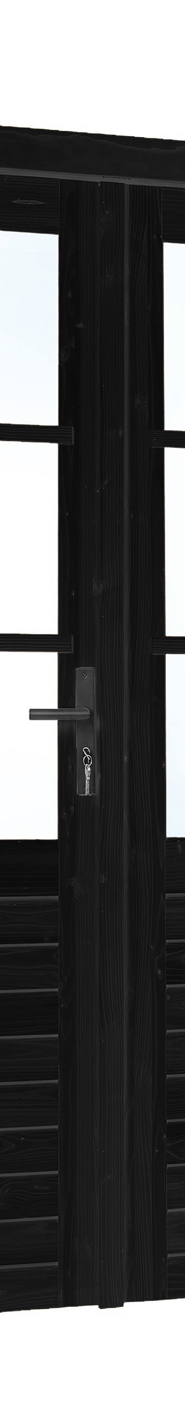 Vuren dubbele glas deur 6-ruits zwart gespoten B1850xH2050mm buitenmaat, linksdraaiend