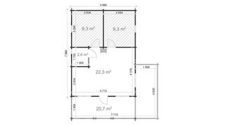 Chalet Asva 48m2 6x8m 44mm — 3